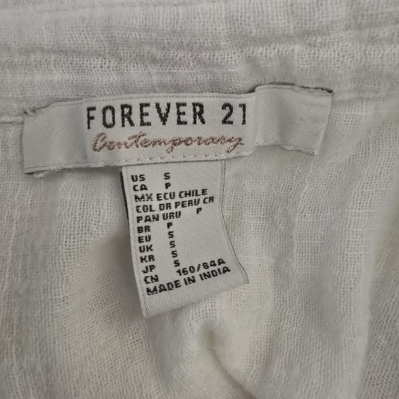 FOREVER 21 White Gauze Button-Up Shirt - Picture 3 of 5